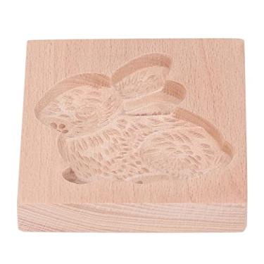 Imagem de ZJchao Woodwood, Madeira Fofa de Bétula, Ferramenta DIY - Molde de Biscoito de Madeira, Carimbo de Molde para Cozinha, Lavável Reutilizável, de Prensa de Biscoitos para (Coelho)