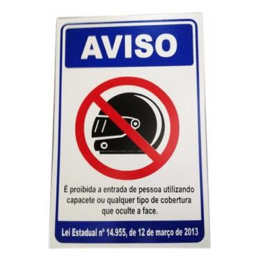 Imagem de Placa Pvc Proibido Entrada Capacete Auto-Adesiva Jaime 3 Uni