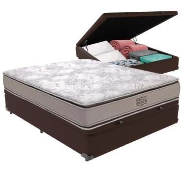 Imagem de Cama Box Baú Viúvo e Colchão Four Season Molas V-tech, Marrom
