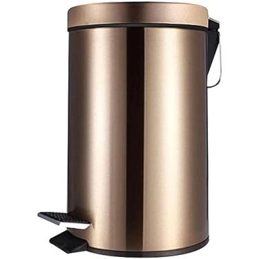 Imagem de Lixeira De Pedal De Passo De Aço Inoxidável De Grande Capacidade 5l Para Banheiro De Cozinha, Gold