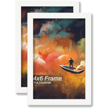 Imagem de FULDGAENR Conjunto de 2 porta-retratos 10 x 15 cm, molduras brancas para certificado de pôster fotográfico de 10 x 15 cm, moldura de parede/mesa de alta transparência com visor vertical horizontal