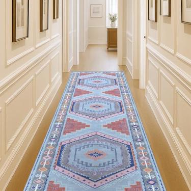 Imagem de Tapete Oushak, tapete turco vintage floral pastel grande para sala de estar, sala de jantar, quarto, cozinha, banheiro, berçário, corredor, tapetes (856BlM, 2'12.7 cm x 4'22.9 cm)