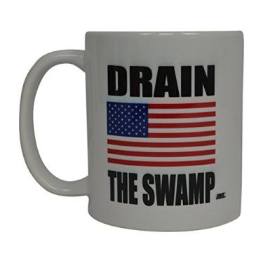 Imagem de Republicano Conservador Caneca de Café EUA Bandeira Americano Drenar The Swamp Novelty Cup Hino Nacional Presente para Homens Pai Pai Marido Veterano Militar Conservador Bandeira dos EUA