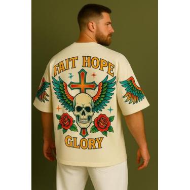 Imagem de Camiseta Streetwear Oversized Masculina faith hope - swagon, G