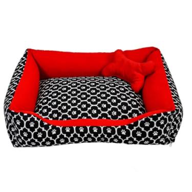 Imagem de Caminha para Cachorro ou Gato Médio Algodão + Ossinho(Patinha Vermelha)