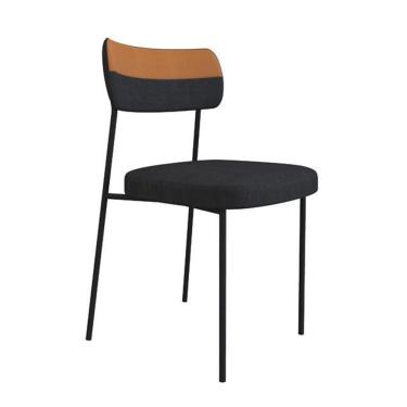 Imagem de Cadeira Mila Laminado Caramelo/Linho Grafite - FdECOR
