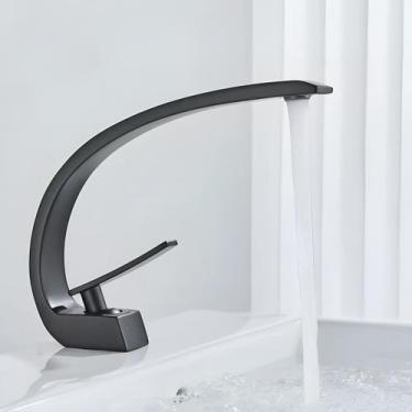 Imagem de Torneira Banheiro Monocomando Cascata Misturador Preto Luxo - Gota Met