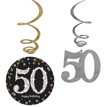 Imagem de amscan 670479 Sparkling Celebration 50 Value Pack Foil Swirl Decorations, Multi Color, One Size