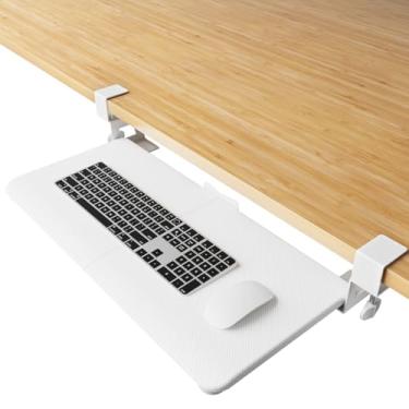 Imagem de NearHub Bandeja grande para teclado removível para debaixo da mesa com sistema de montagem de braçadeira C extra resistente, 26 polegadas (30 polegadas, incluindo braçadeiras) x plataforma