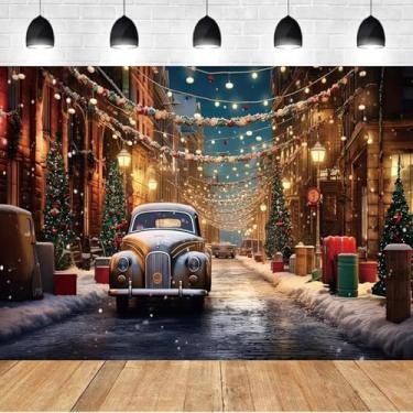 Imagem de Luzes de cenário de neve na rua de inverno, cenário de natureza, árvore de Natal, festa de Natal, cabine de eventos, decoração de fotos de Natal, véspera de Natal, decoração de casa, festa de família