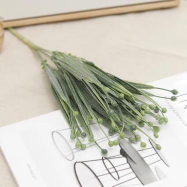 Imagem de Flores artificiais brancas de plástico para decoração de casa, acessório de casamento, corte de flores falsas, arranjo artesanal faça você mesmo (verde)