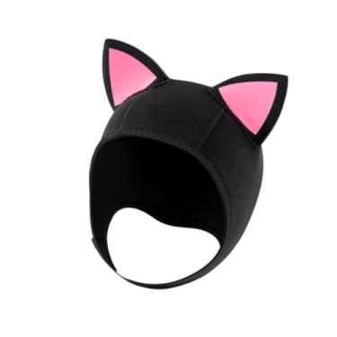 Imagem de oshhni Touca de mergulho com orelhas de gato, capuz para roupa de mergulho, confortável, neoprene, linda capa de cabeça, capuz para surfe e esportes