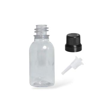 Imagem de Kit 50 Frasco Pet 30ml Gotejador com Tampa Lacre Preta - Embaleve Comé