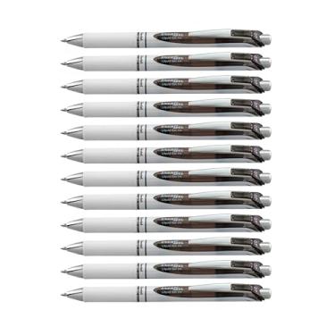 Imagem de Pentel Caneta de gel líquido retrátil RTX da EnerGel Pearl Deluxe, (0,7 mm), destaque, tinta preta, caixa com 12 (BL77PW-A)