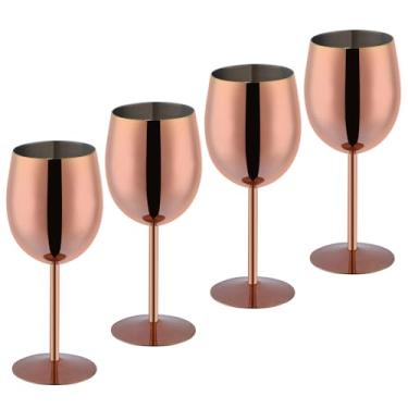 Imagem de Conjunto de 4 taças de vinho inquebráveis de aço inoxidável tinto e branco cálice de metal 350 ml (350 ml) taças de vinho exclusivas extravagantes para amantes de vinho presentes taças altas de