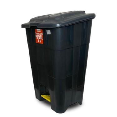 Imagem de Lixeira com Pedal 60 litros Preta Reforçada Luxo Plastica Banheiro Sal