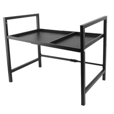 Imagem de TOPINCN Rack de Forno de Microondas, Prateleira Expansível de Bancada de Cozinha de Aço Carbono, Suporte de Armazenamento de Utensílios para o Escritório Em Casa Com Armários, Mesas, Sob (1 camada)
