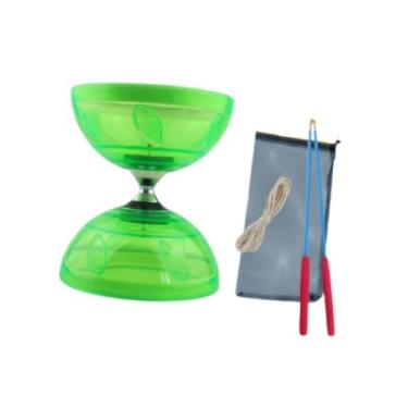 Imagem de Esquirla Conjunto de diabolo chinês Diversão de brinquedos de malabarismo para diversão versátil clássico, acessórios 3 rolamentos para idosos adultos, Verde