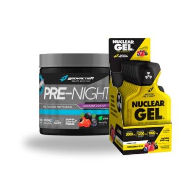 Imagem de Kit Pré Treino 350g Nuclear Rush 10 saches em Gel (25g) Frutas Vermelhas - Pré NIGHT Pre Treino Noite Guaraná com Açai