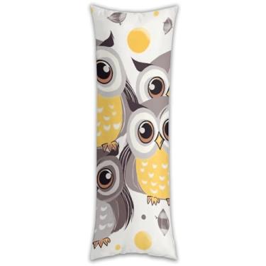 Imagem de Capa de travesseiro de corpo fofo de corujas de desenhos animados, ultramacia, respirável, longa, 137 x 50 cm, fronha decorativa com zíper oculto, capas de almofada para sofá de quarto