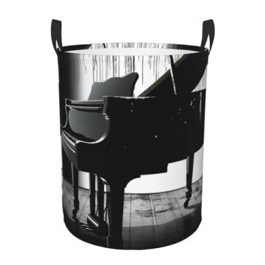 Imagem de Cesto de lavanderia para piano, dobrável, impermeável, cesto de armazenamento de roupas com alças, pano Oxford, organizador de brinquedos, cesta para banheiro, lavanderia, quarto, pequeno