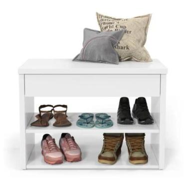 Imagem de Sapateira Bancada Hall De Entrada Organizador MultiUso Branco - Lojas 
