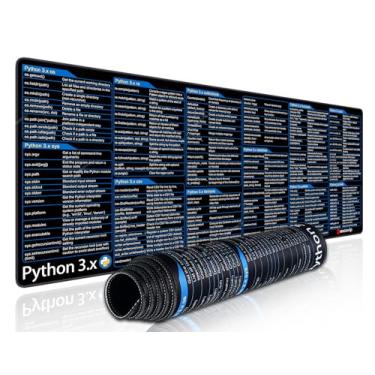 Imagem de exco VIP Commands Shortcuts Mouse Pad para Python3.x-Extended Large Cheat Sheet Mousepad PC Office Spreadsheet Teclado Mouse Mat Antiderrapante Borda costurada 80x30x0.2 cm 0548