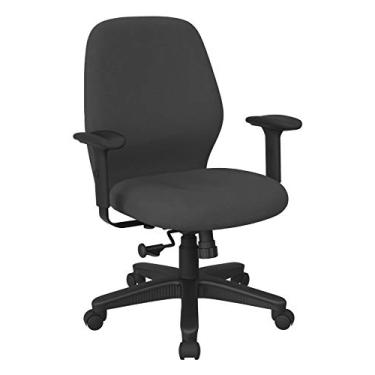 Imagem de Office Star Cadeira de escritório ergonômica com encosto médio e controle de inclinação Synchro 2-1 e braços acolchoados macios ajustáveis, tecido cinza ícone