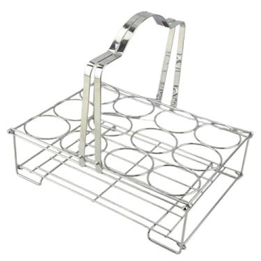 Imagem de RNXRZANK Suporte Dobrável para Garrafas de água, Comporta Até 12 Garrafas, Cesta, Portátil, Suporte Resistente, Porta-cervejas, para Festas, Futebol, Prata