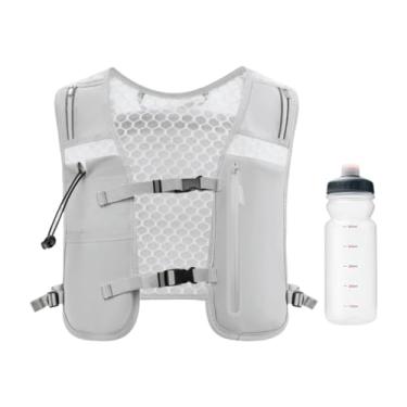 Imagem de RNXRZANK Colete de Hidratação, Mochila de Corrida, Mochila Refletiva para Corrida para Homens E Mulheres, Esportes Ao Ar Livre, Porta-garrafas, Cinza