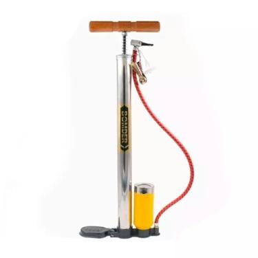 Imagem de Bomba de Ar Portátil com Pedal, 100 PSI, Manômetro, 3 Bicos Adaptadores para Pneus, Bolas e Infláveis