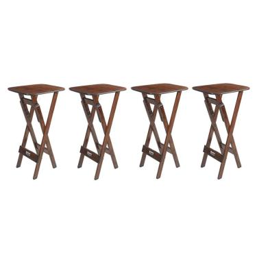 Imagem de 4 Mesas Bistrô Dobráveis 98cm Compensado Naval Pinus Imbuia