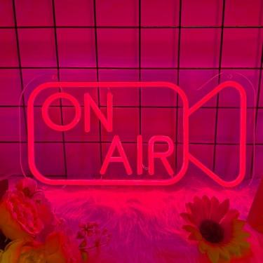 Imagem de Sinal neon On Air para decoração de parede, sinal de luz LED alimentado por USB, placa de luz de gravação para quarto, sala de jogos, sala de transmissão, estúdio de música, sala de jogos
