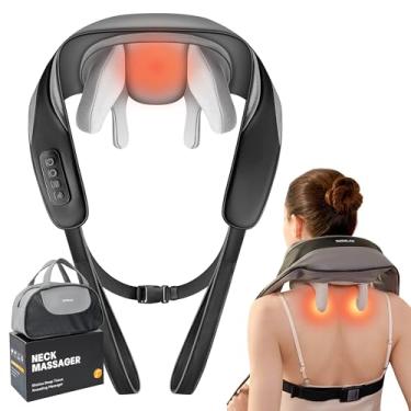 Imagem de Massageador de pescoço para alívio da dor nos tecidos profundos, massageador shiatsu de pescoço e costas com calor, almofada de massagem elétrica para alívio da dor muscular no ombro, perna, corpo