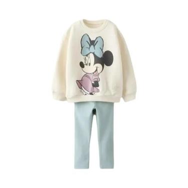 Imagem de Conjunto De Duas Peças De Moletom E Leggings Com Estampa Da Minnie Mou