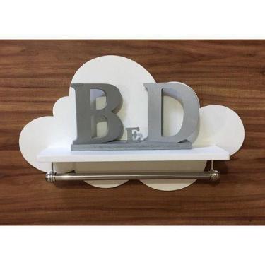 Imagem de Prateleira De Nuvem Com Varão Porta Fraldas Mdf Branco 1 Pç - B&D Arte