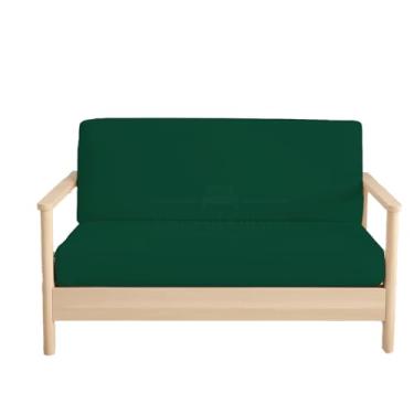 Imagem de Capas para futon Queen Size sem braços – 100% algodão 400 fios – Capa para sofá cama com zíper, capa de sofá-cama, lavável na máquina, verde-oliva