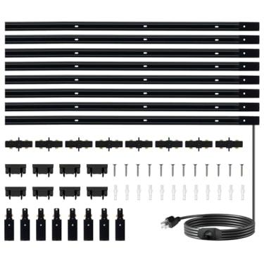 Imagem de Bravsekai Kit De Trilhos Iluminação Tipo H Com 8 Peças, Interruptor Dimmer, Trilho Circuito Único 120 V, 3 Fios, 26 Pés, Conectores I Extras E Âncoras Parede