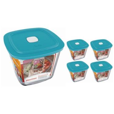 Imagem de Pote De Vidro Marinex Quadrado Alto Facilita C/ Tampa 1L 4Un - NADIR F