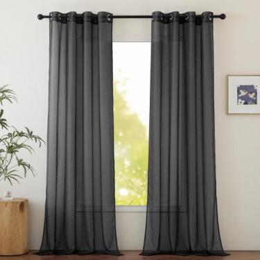 Imagem de Cortina de janela NICETOWN Sheer 84" Voile Panels preta x2
