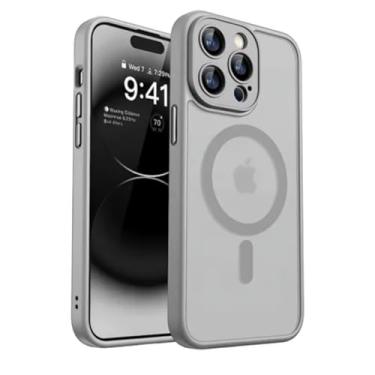 Imagem de Capinha Capa Case Magnética Fosca Translúcida Anti Impacto Slim Botões em Alumínio com Protetor de Câmera Compatível com iPhone (Cinza, iPhone 14 Pro Max)