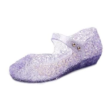 Imagem de Libuam Sandálias Jelly para meninas, estilo princesa sonhadora, sandálias para meninas – Novos sapatos de princesa antiderrapantes de verão, A0-roxo, 9.5 Toddler