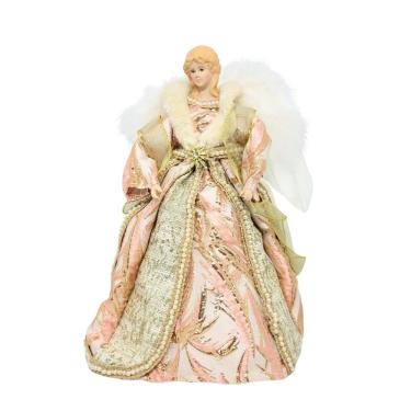 Imagem de Anjo Decorativo Natal Ponteira árvore Rosê Gold E Dourado Luxo 30cm - Noel Decor