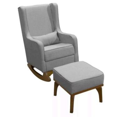 Imagem de Poltrona De Amamentação Acquila Retro Com Balanço e Puff - Bebê Comple