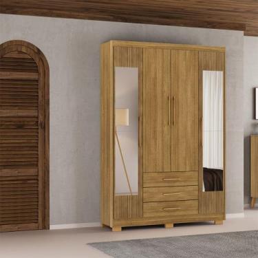 Imagem de Guarda Roupa Solteiro Linna 150cm 4 Portas de Bater 2 com Espelhos 3 G