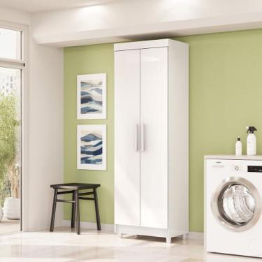 Imagem de Armário Multiuso Léo 2 Portas 5 Prateleiras Branco G98 - Gran Belo