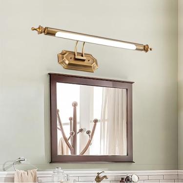 Imagem de GZZBMY Luz de espelho LED banheiro bronze luzes de parede metal à prova d'água lâmpada de imagem moderna iluminação de parede de banheiro para sala de estar quarto penteadeira maquiagem (luz branca