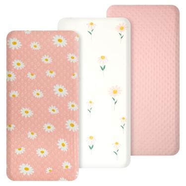 Imagem de Capa para trocador de fraldas com 3 peças, design adorável, excelente elasticidade, capa de trocador de fraldas de musselina de limpeza - Lençóis macios e respiráveis para meninas e meninos