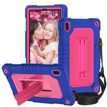 Imagem de Hoibon Capa para tablet à prova de choque para Walmart Onn 7 (modelo 2024 100135924) capa robusta para crianças com alça de ombro para Walmart Onn 7 4ª geração 2024 (azul marinho)