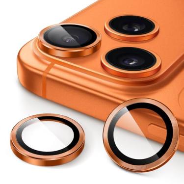 Imagem de JETech Protetor de Lente de Câmera para iPhone 17 Pro 6,3 Polegadas e iPhone 17 Pro Max 6,9 Polegadas, Anel Individual de Metal de Vidro Temperado 9H, HD Claro, 1 Conjunto (Laranja)